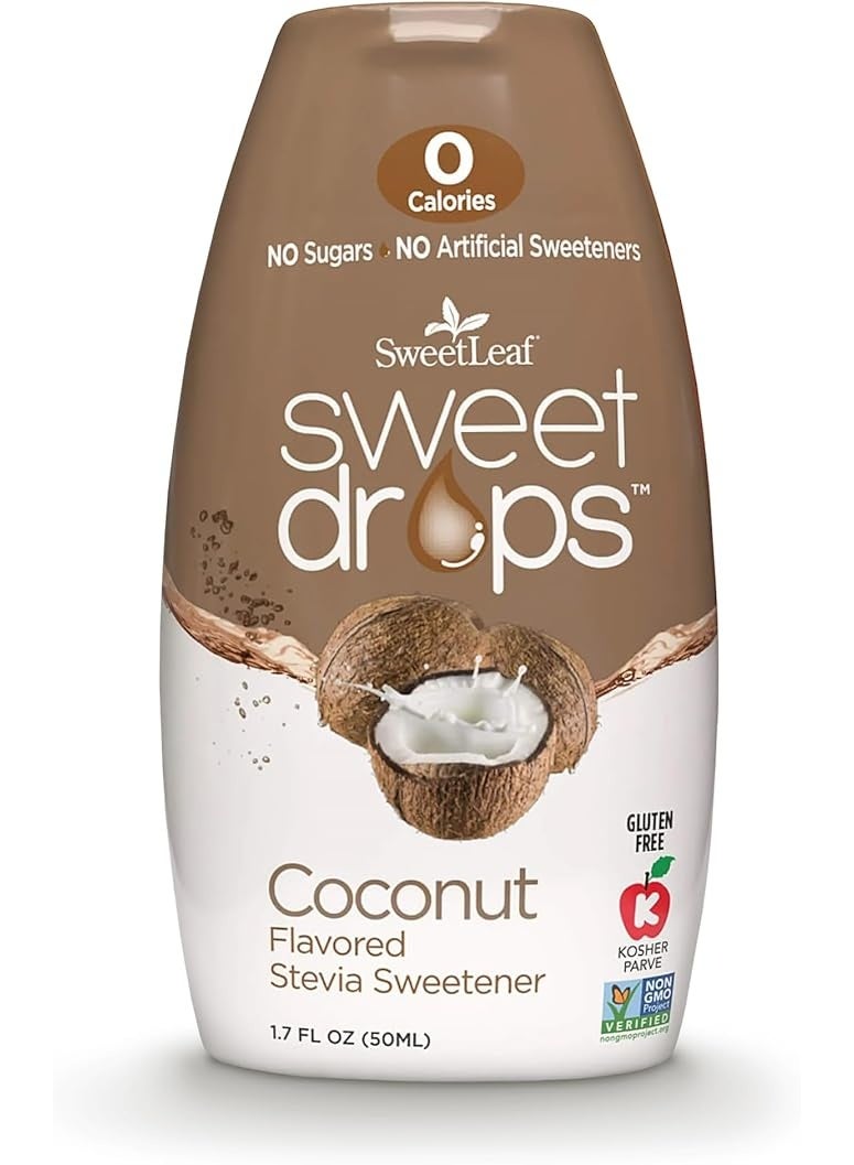 Etna SweetLeaf Sweet Drops - Flavored Stevia Liquid Sweetener, Stevia Extract, Zero Calories, Gluten Free, Keto Friendly, Non GMO, Natural Flavors, Sugar Alternative - Coconut, 1.7 Fl Oz (Pack of 1) - Image 1
